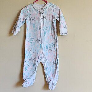 Carter's Fleece Footed Sleeper Deer Snowmen Snowflakes Size 9 Months